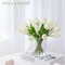 20 Pc White Tulips in Glass Vase – Real Touch Faux Flowers Decor